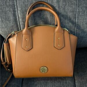 Annie Klein Tan Leather Handbag with Crossbody Straps
